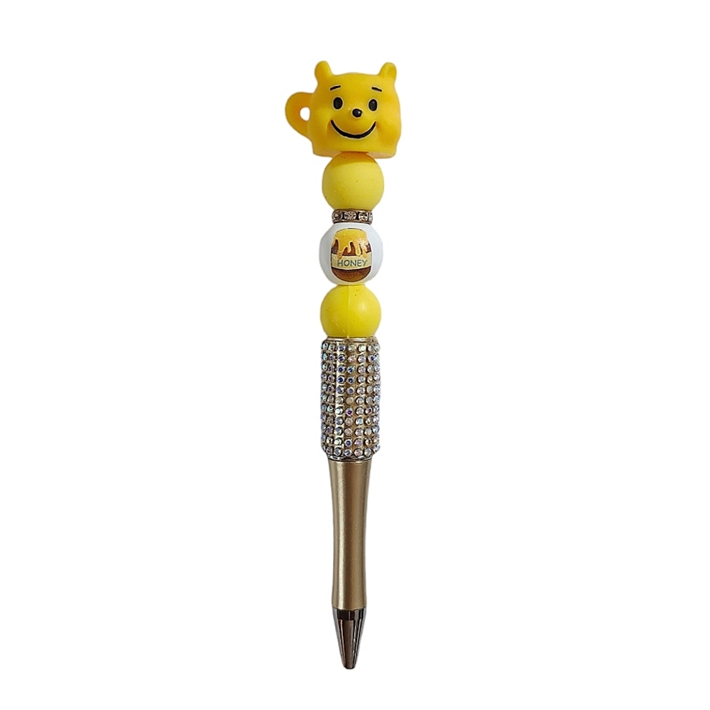 Winnie The Pooh Bling Beaded Ballpoint Twist Pen Topper Yellow